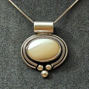 Vintage ATI Mexico Sterling Silver Cat's Eye Moonstone Pendant